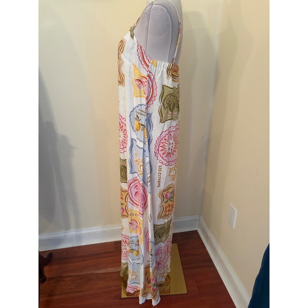 Paper Heart Amalfi Coast Les Citrons Linen Blend Maxi Dress Large Mediterranean - Picture 8 of 10